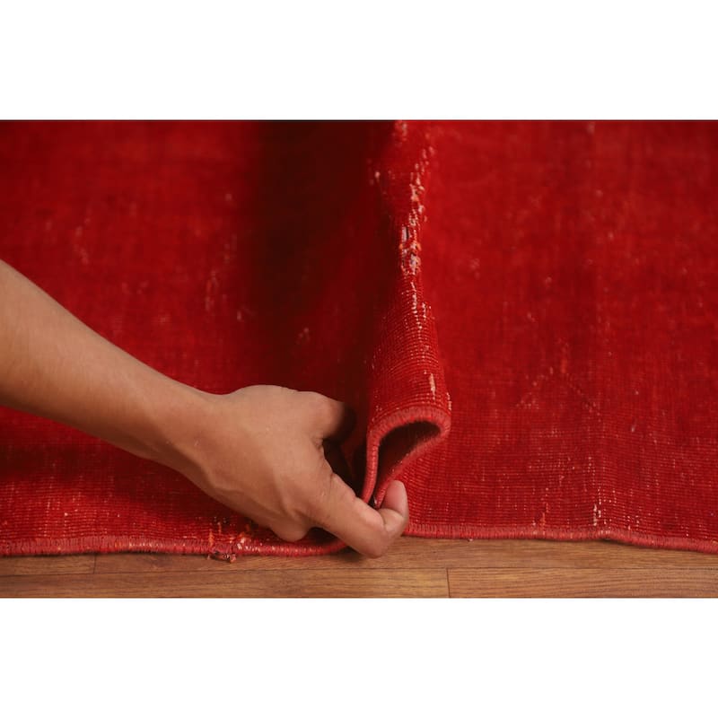 Distressed Over-Dyed Anatolian Turkish Rug Handmade Solid Wool Carpet - 9'5" x 12'1"