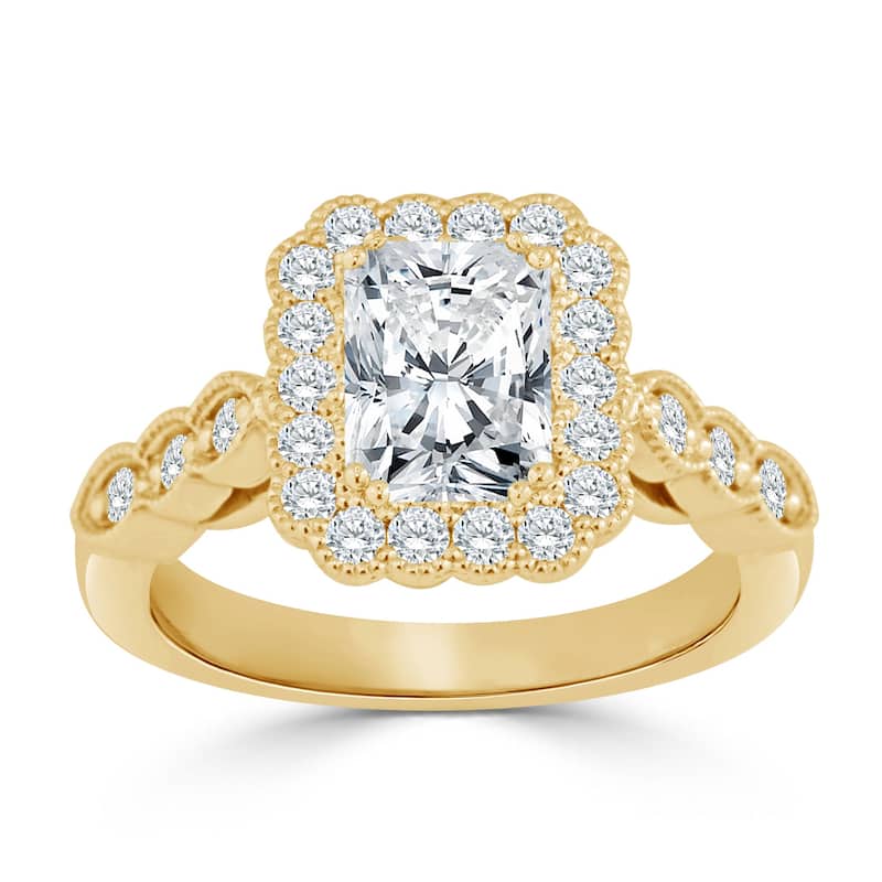 Auriya 14k Gold 2 1/2ctw Vintage Radiant-cut Halo Diamond Engagement Ring (H-I, SI1-SI2)