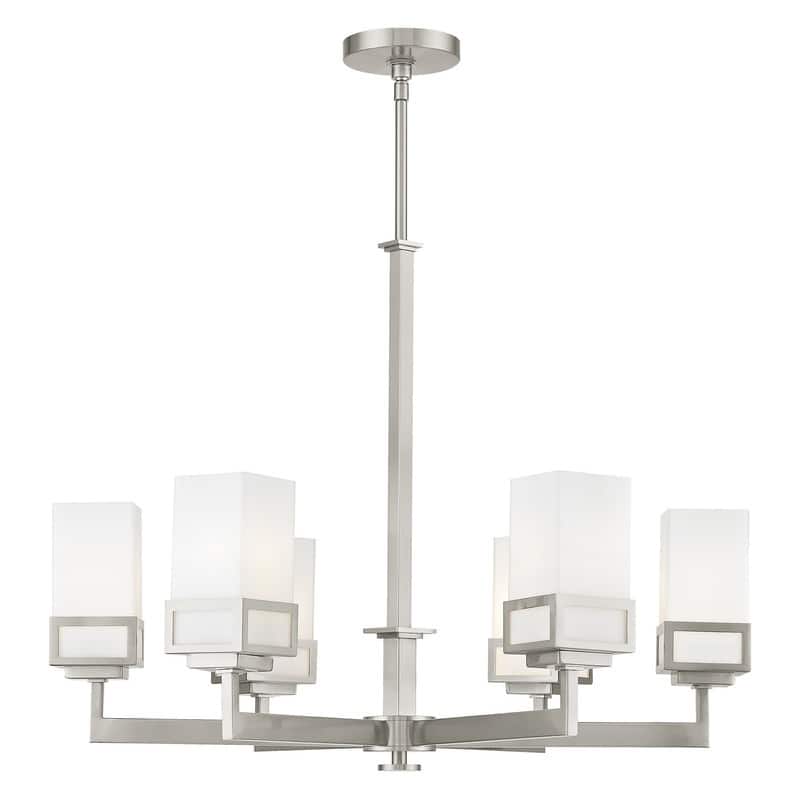Livex Lighting 6-light Brushed Nickel Indoor Chandelier, 40196-91 - 28.5" D X 29.5" - 59.5" ADJ. H