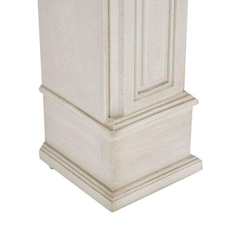 Wooden Freestanding Fireplace Mantle with Leaf Accents - White - Roche River Decor