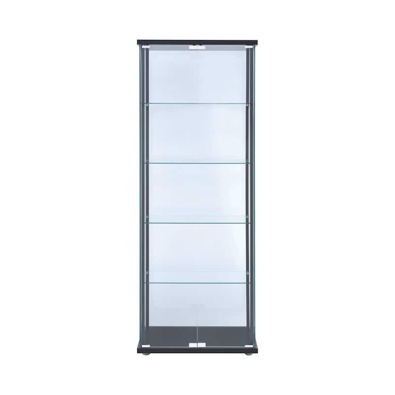 5-Shelf Glass Curio Cabinet Black And Clear