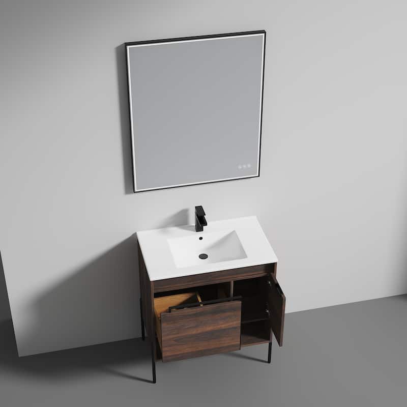 Blossom Turin 30 Inch Freestanding Bathroom Vanity with Ceramic Sink