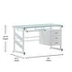 preview thumbnail 6 of 10, White Computer Desk with Frosted Glass Top and Three Drawer Pedestal