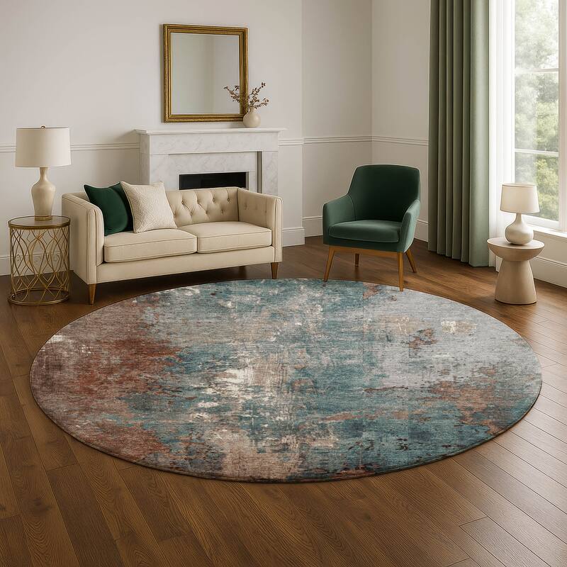 Premium Washable Super Soft Abstract Chic Mayfield Rug - Paprika - 8' x 8'