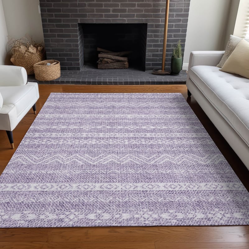 Premium Washable Super Soft Global Stripes Mayfield Rug - Purple - 10' x 14' - Rectangle