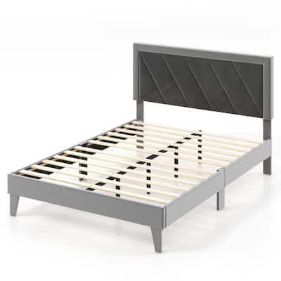 Costway Full/Queen/Twin Size Bed Frame Upholstered Platform Velvet