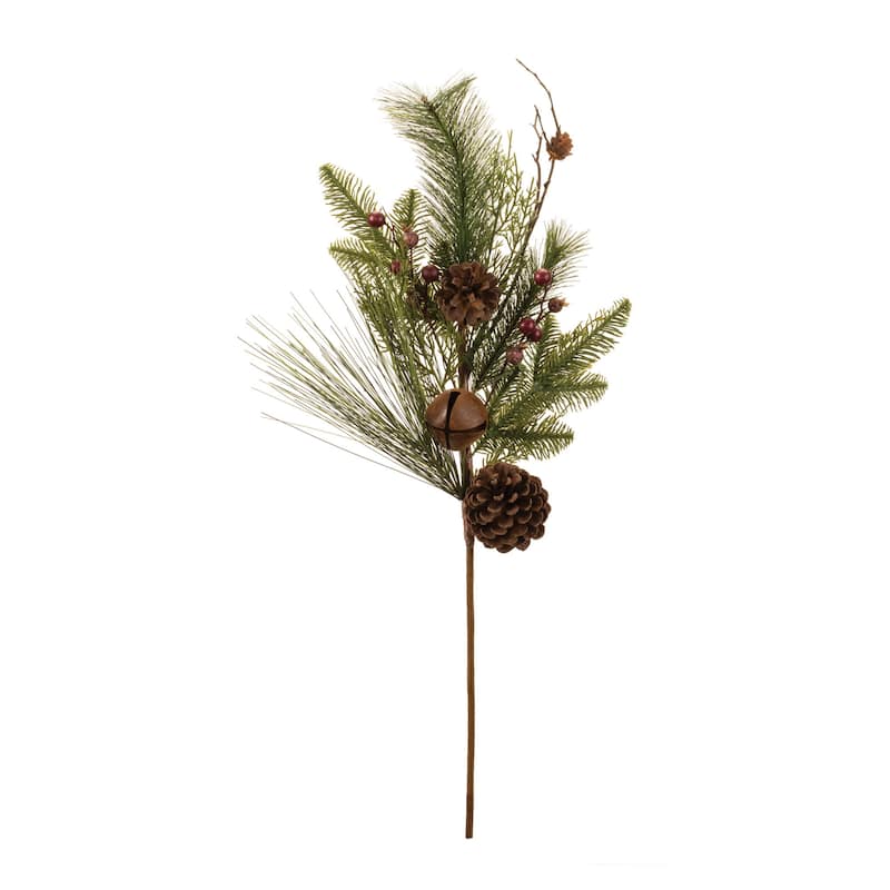 Pine and Sleigh Bell Spray (Set of 6)
