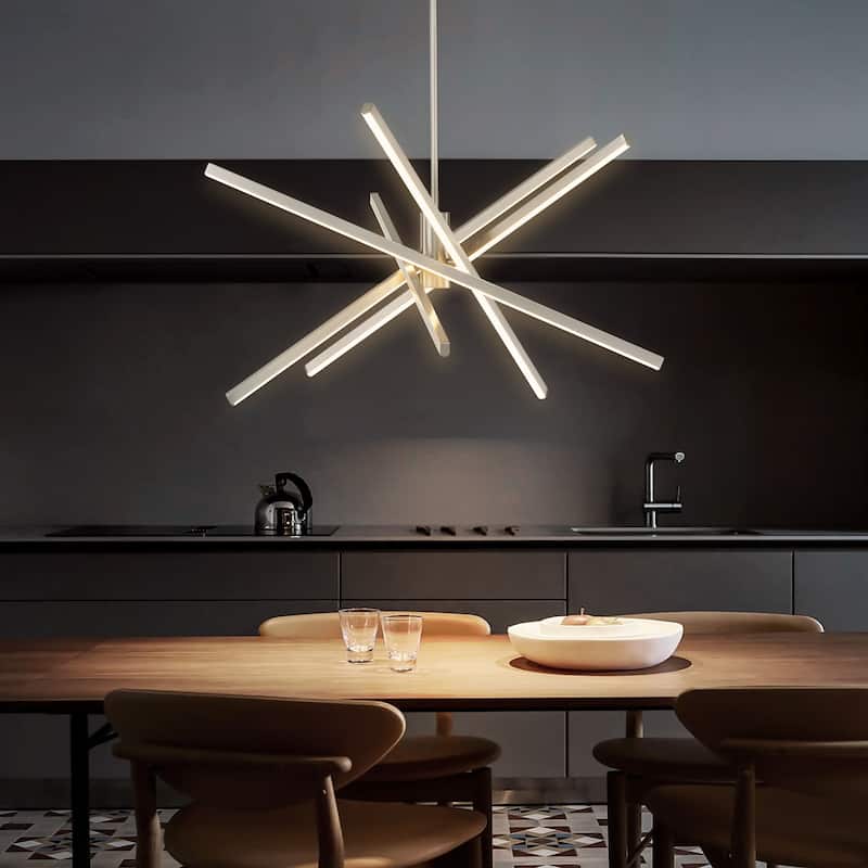 5-Light Modern Sputnik Linear Pendant Lights Integrated LED Kitchen Island Lighting