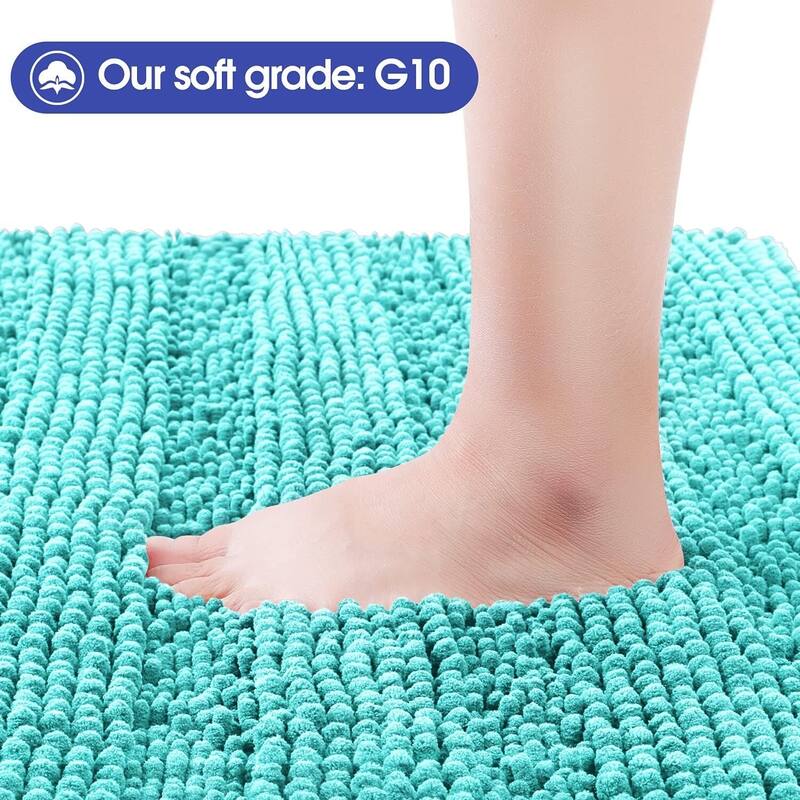 Ultra Soft Striped Non Slip Chenille Bathroom Rug Set 3 Pieces