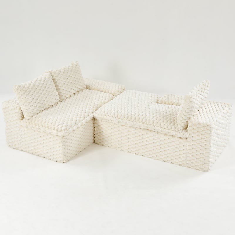 L-Shaped Sleeper Sectional Sofa Convertible Straight Sofa, Loveseat and Chaise Lounge Set for Living Room