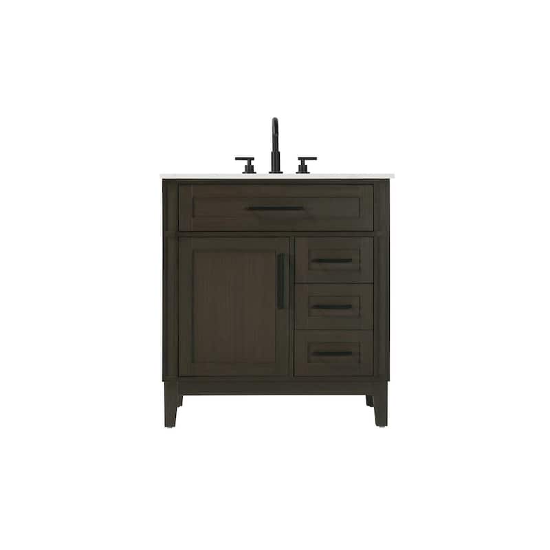 Rachel Single Bathroom Vanity (32-42 inch) - Mocha Brown - 32"