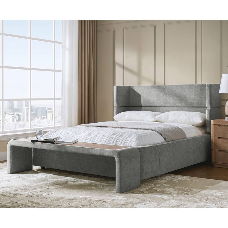 Kenneth Mordern Upholstered Bed with Four Interchangeable Configurations and Bed Tabled by HULALA HOME