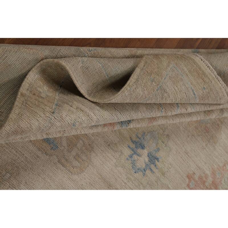 Vegetable Dye Oushak Turkish Rug Handmade Wool Carpet - 9'3"x 12'5"