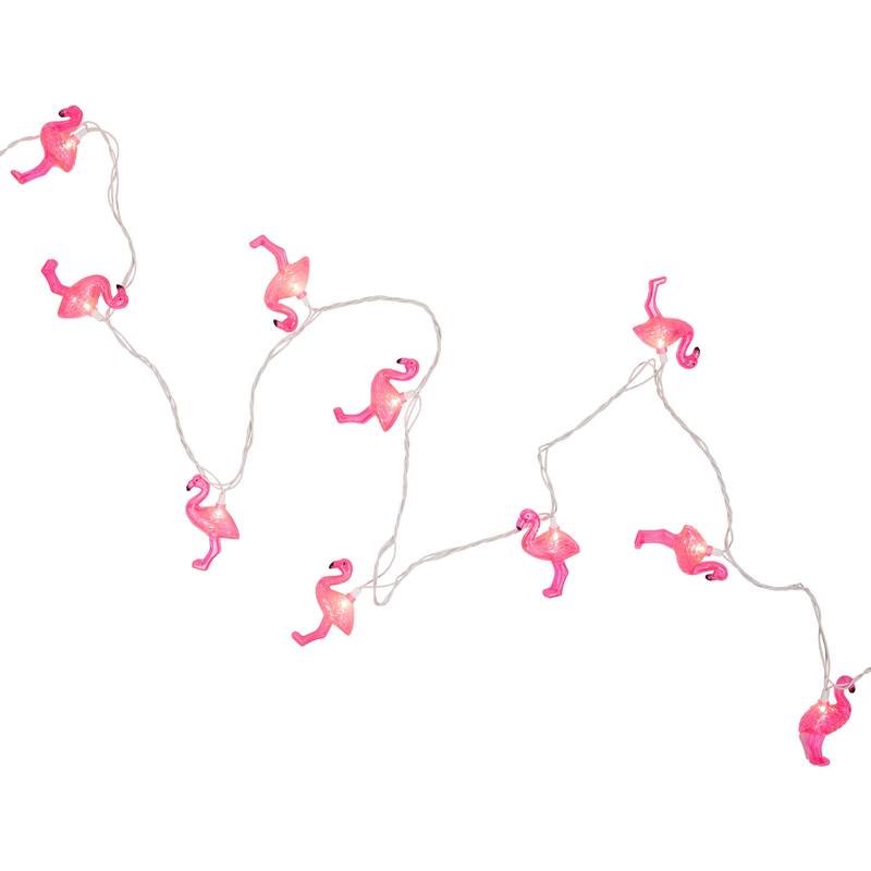 10ct Pink Flamingo Summer Patio String Light Set, 7.25ft White Wire