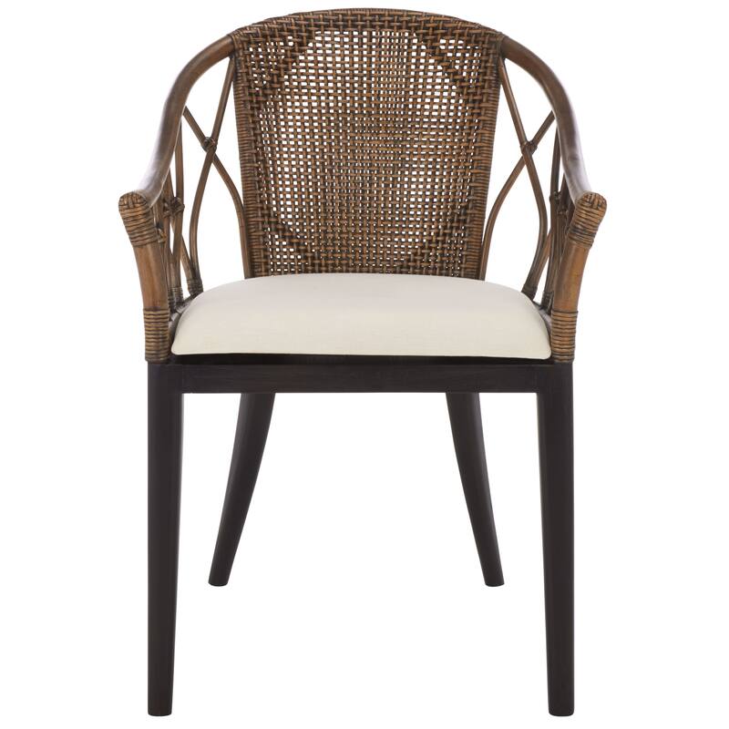 SAFAVIEH Home Miyomi Arm Chair - 24"W x 23"D x 33"H - Brown/Ivory