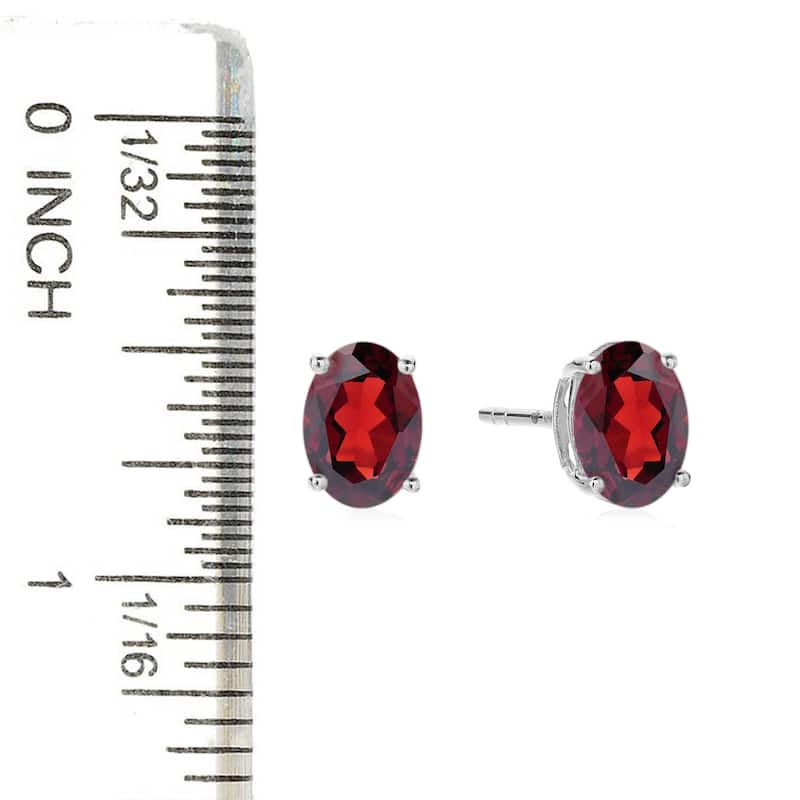 Sterling Silver 8x6 Oval Genuine Gemstone Birthstone Stud Earrings