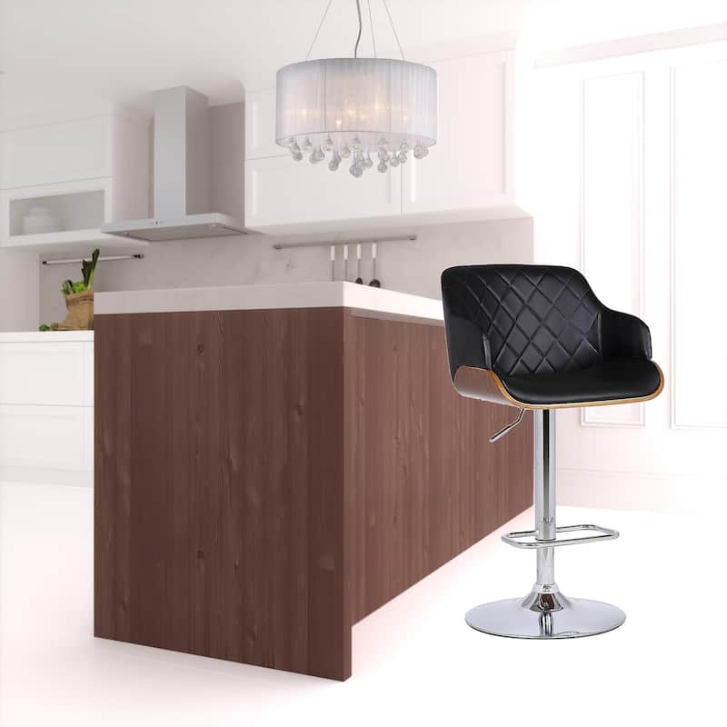 Faux Leather Adjustable Swivel Bar Stool with Chrome or Iron Frame - 20.5" x 21" x 44" (D x W x H)