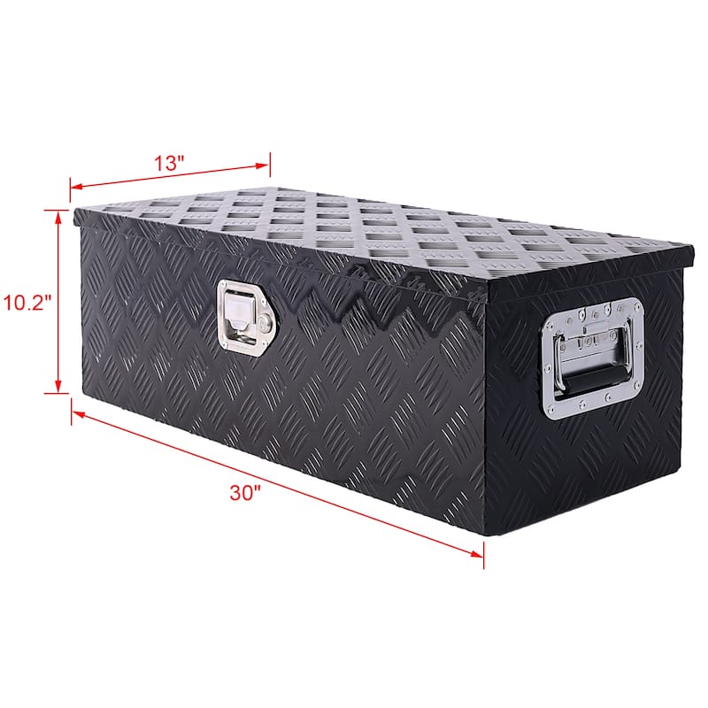 30 Inch Aluminum Truck Bed Toolbox Waterproof Storage Pick Up Truck Bed RV Trailer Toolbox With Side Handle Lock Keys