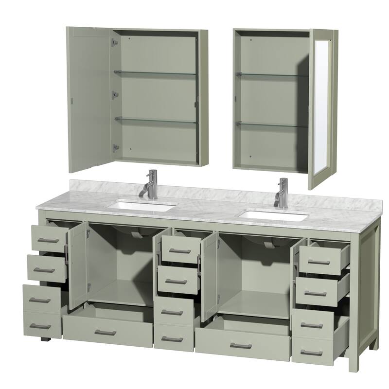 Wyndham Collection Sheffield Double Vanity Set, Medicine Cabinets