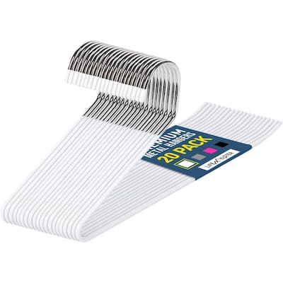 Heavy Duty Metal Slack Non-Slip Pants Hangers (White)