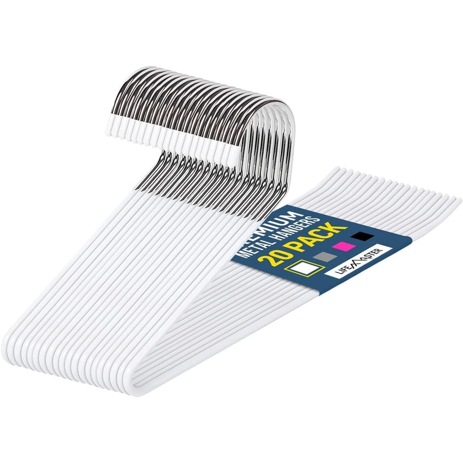 Heavy Duty Metal Slack Non-Slip Pants Hangers (White)