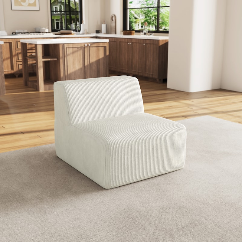 Modern 34" W Upholstered Fully Sponge Molded Armless Accent Chair