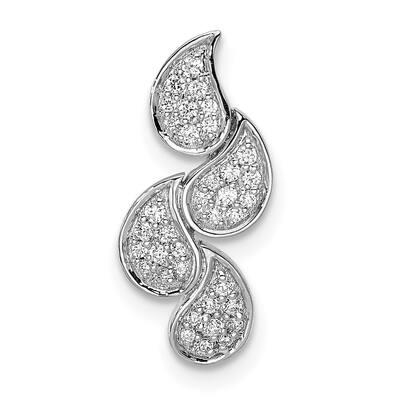 14k White Gold Teardrop Diamond Chain slide Pendant & Charm (0.152cttw, L-17.88mm, W-8.5mm)