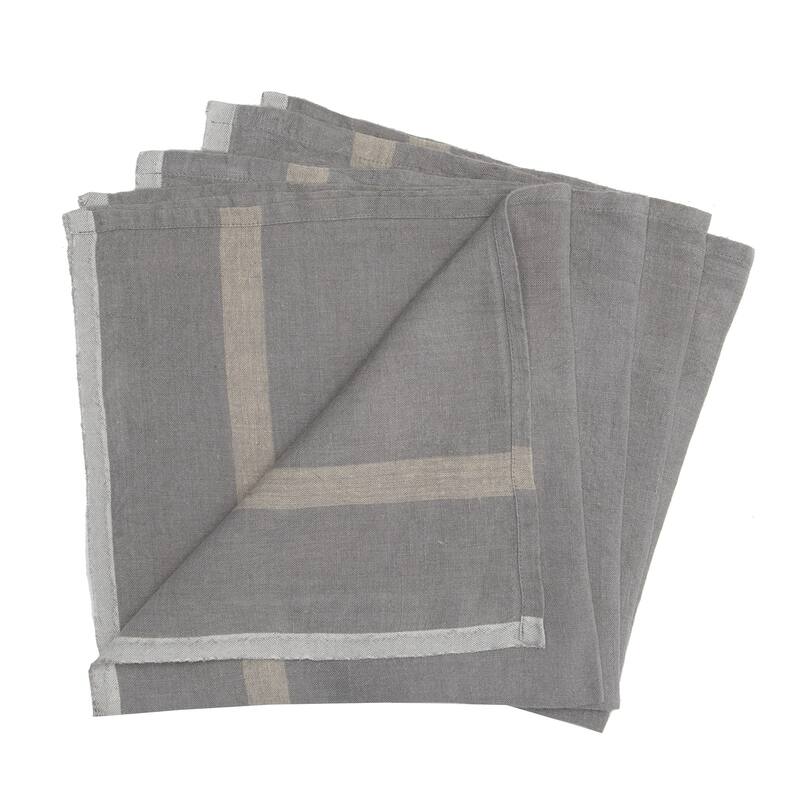 Caravan Laundered Linen Napkins - Set of 4 - Grey/Natural