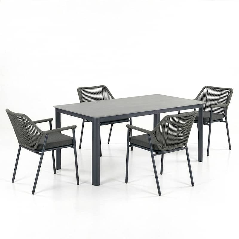 Bisera Grey Outdoor Dining 4 Seats Set