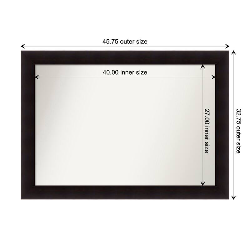 Portico Espresso Framed Non-Beveled Custom Wall Mirror, Bathroom Vanity Mirror - Outer Size: 45.75 x 32.75