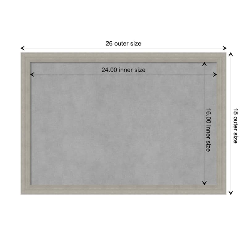 Amanti Art Woodgrain Stripe Grey Framed Magnetic Board - Board Size 24x16