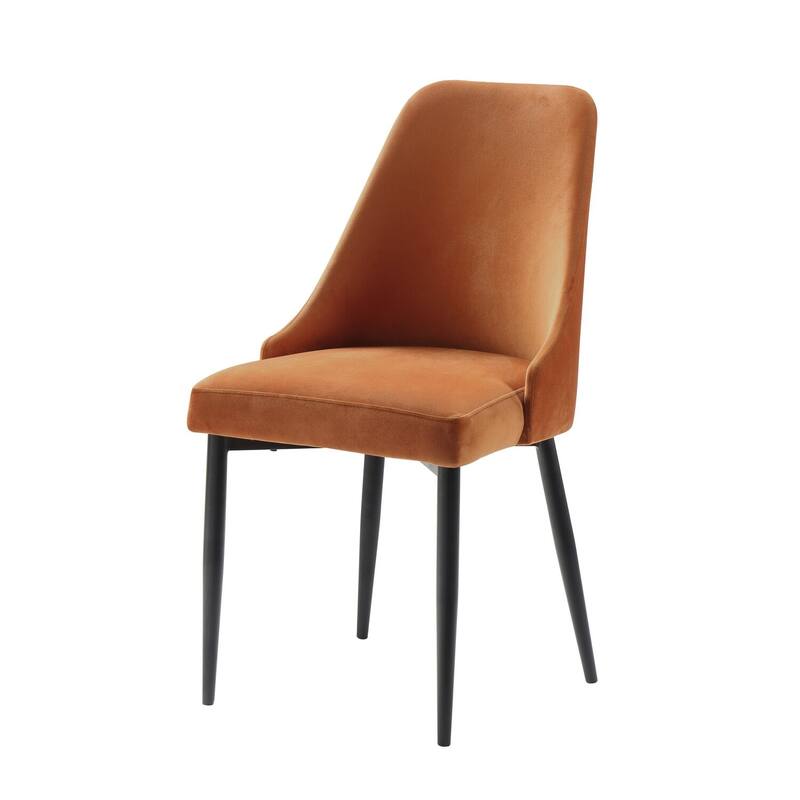 Black/Orange Velvet Upholstered Metal Frame Dining Chair, Sturdy Dining Chair for Dining Rooms - 17.5
