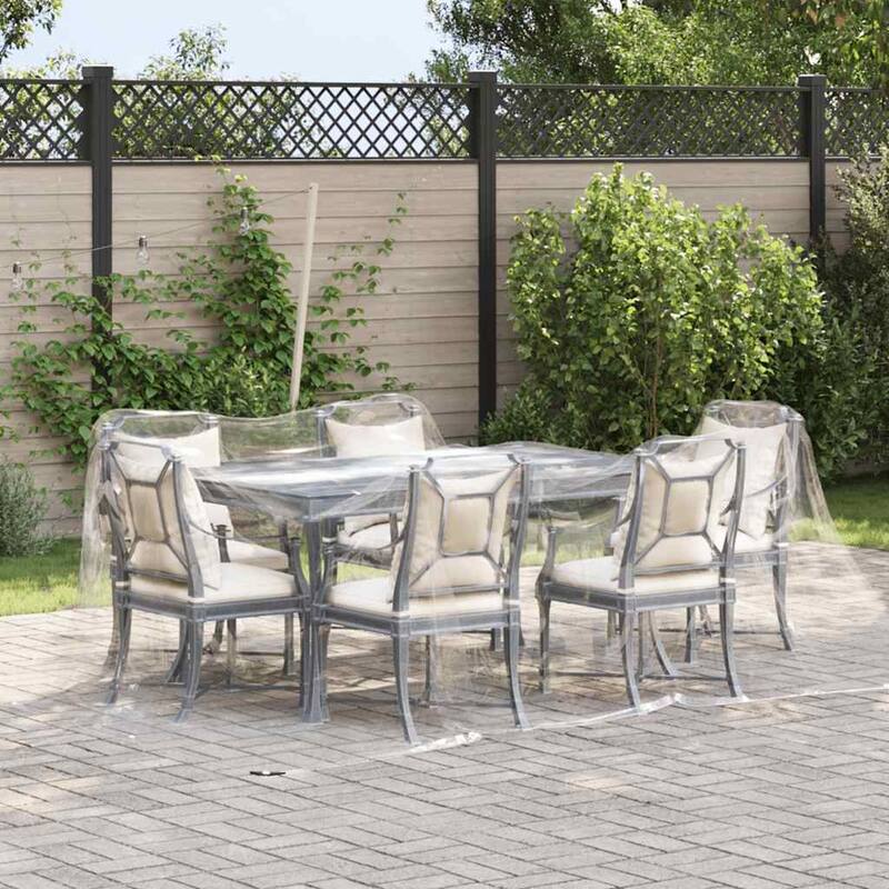 vidaXL Clear Tarpaulin with Eyelets 6.6/9.8x6.6/9.8/13.1/16.4/19.7/26.2' PVC - Transparent