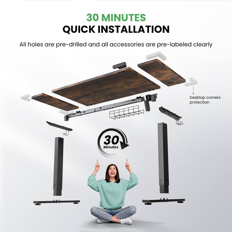 SIAGO 48 x 24 Inch Computer Desk Height Adjustable Electric Sit Stand Up Desk