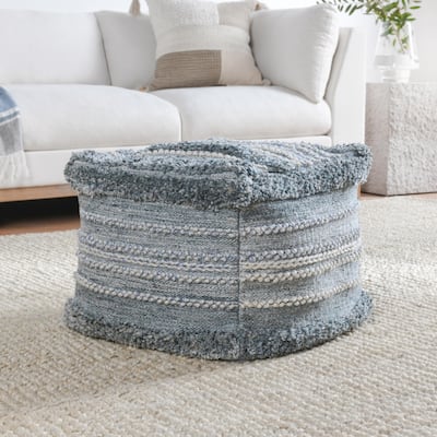 Villa by Classic Home Elko 18" Blue Indoor-Outdoor Pouf