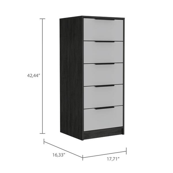 dimension image slide 0 of 2, TUHOME Kaia 5 Drawer Dresser, Vertical Dresser