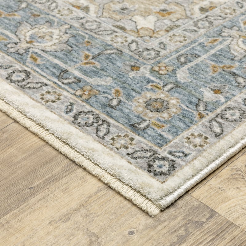 Style Haven Marley Traditional Medallion Blue/ Ivory Area Rug