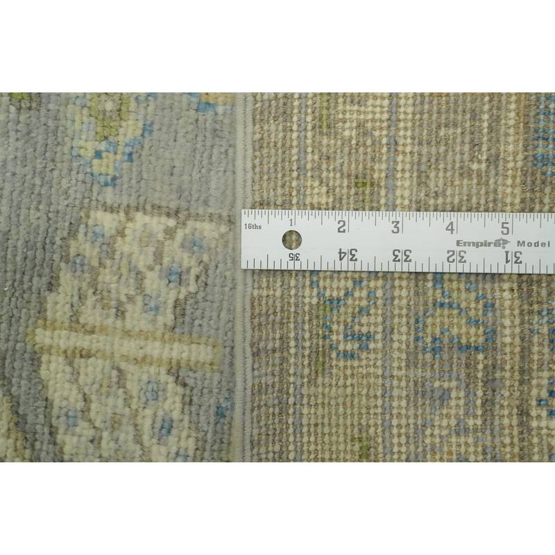 Handmade Gray Oushak Vegetable Dye Area Rug, Medallion Geometric Carpet - 9' 8'' X 8' 3''