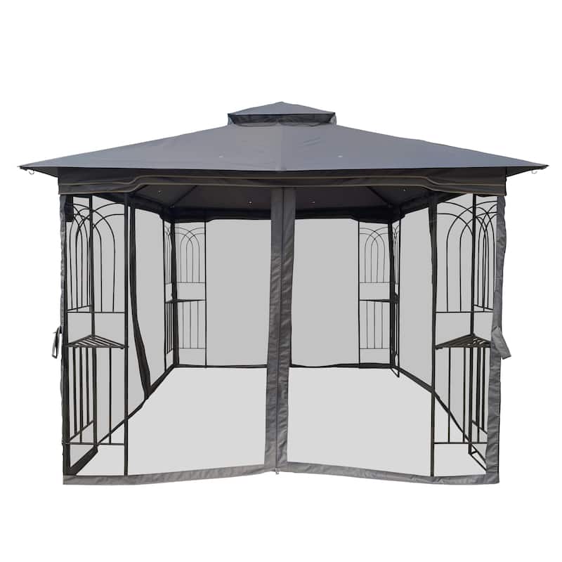 Outdoor Gazebo Canopy Tent with Ventilation and Mosquito Net