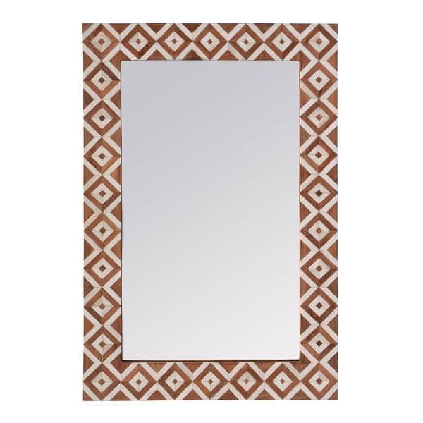 slide 2 of 5, Verona 24 in. W x 36" H Rectangular Bone-Inlay Wall Mirror Brown