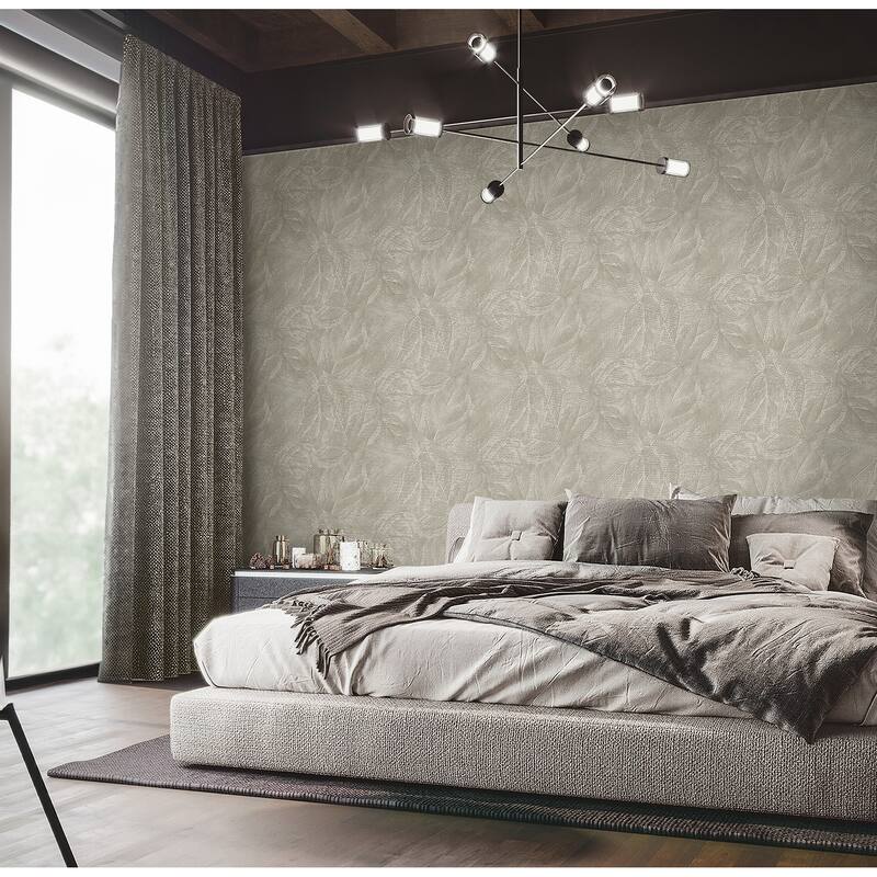 Fine Decor Aspen Sterling Leaf Wallpaper