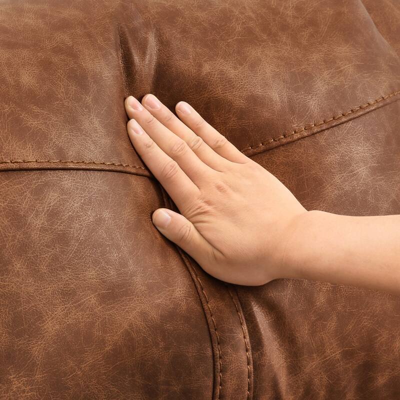 Faux Leather Recliner Sofa, Classic And Traditional Manual Recliner Chair With Comfortable Arms And Single Sofa For Living Room