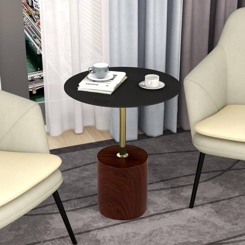 40-Inch Round Side Table in Stainless-Steel with Pedestal Base Accent End Table Malta Series