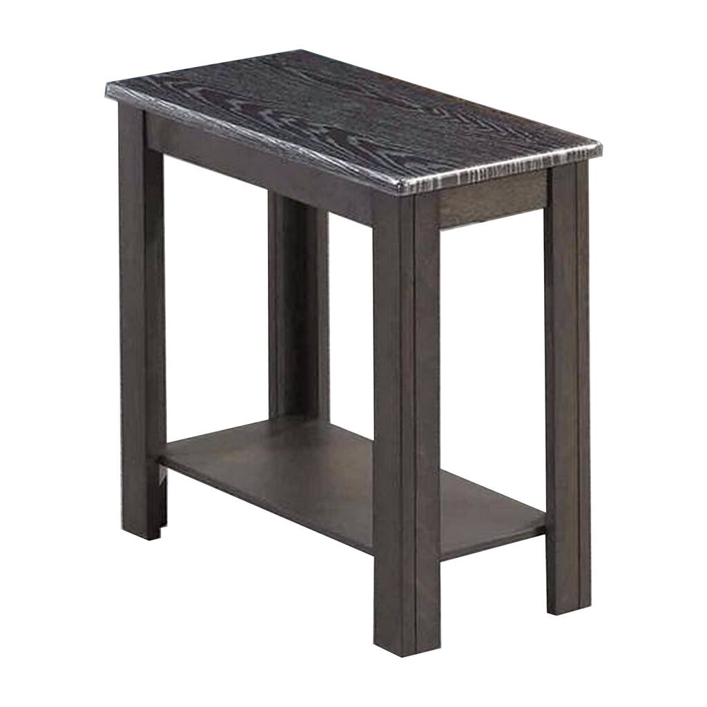 Rectangular Wooden Side Table with 1 Open Bottom Shelf, Black