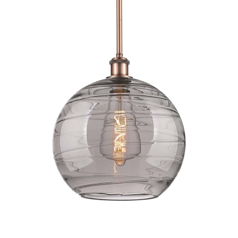 Innovations Lighting 516-1S-14-12 Athens Deco Swirl Pendant Athens - Antique Copper / Light Smoke Deco Swirl
