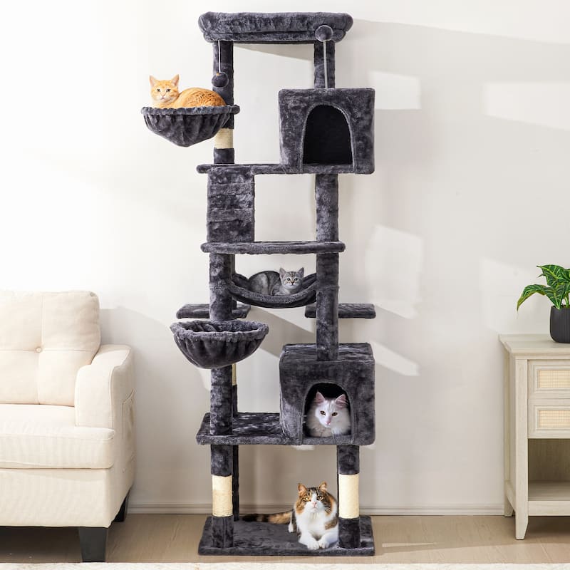 73" Multi-Level Cat Tree Tower with Condos, Hammock & Scratching Posts - Sturdy Cat Furniture for Large Cats