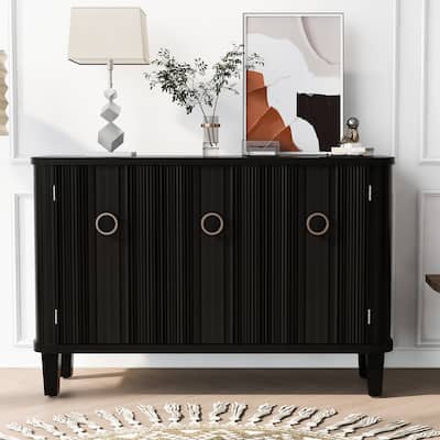 Simple and Atmospheric Solid Wood Veneer Fraxinus Mandschuric Cabinet with Three fir Doors,Adjustable