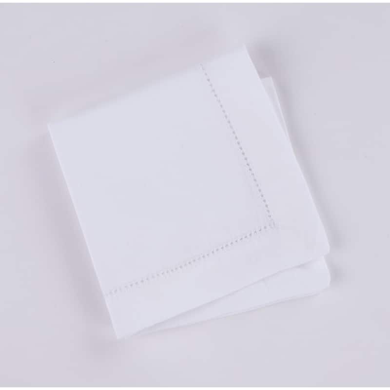 Milan, Cotton Sateen, Cocktail Napkin Set (Set of 4) - White