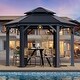 preview thumbnail 100 of 142, Outdoor Hardtop Gazebo Pergola w Galvanized Steel Roof and Aluminum Frame, Prime Curtains and nettings include 15*15