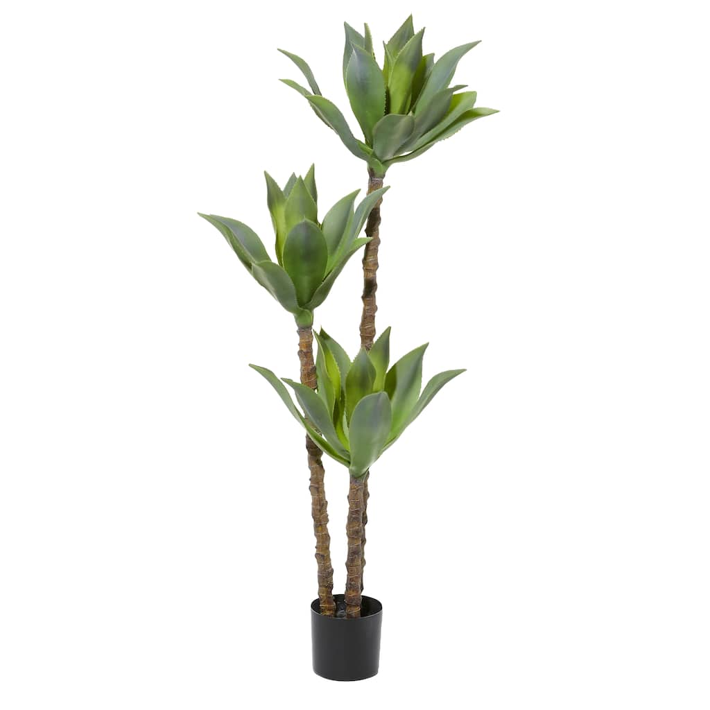 Faux Foliage Dracaena Artificial Tree with Realistic Leaves and Black Plastic Pot - Green - Roche River Decor